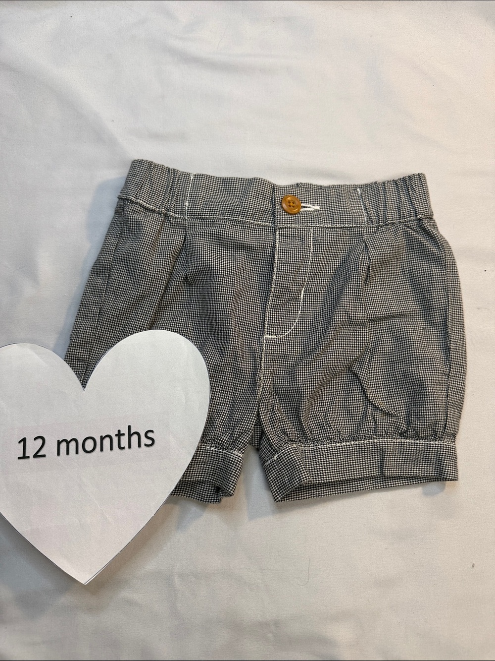 Nordstrom Black Gingham Bubble Shorts with Wood Button